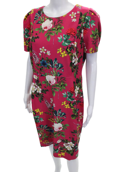 Calvin Klein Women Sheath Dress Pink Short Sleeve Round Neck Polyester Size 14