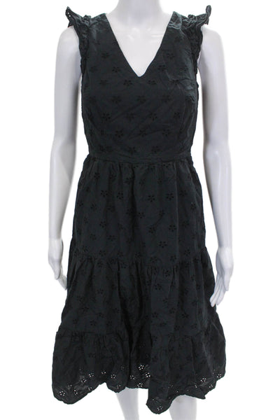 J Crew Womens Fit & Flare Floral V-Neck Cotton Long Dress Size 00