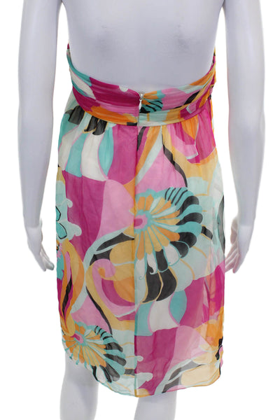 Shoshanna Womens Mini Floral Sweetheart Dress Multicolor Sleeveless Zip Size 8