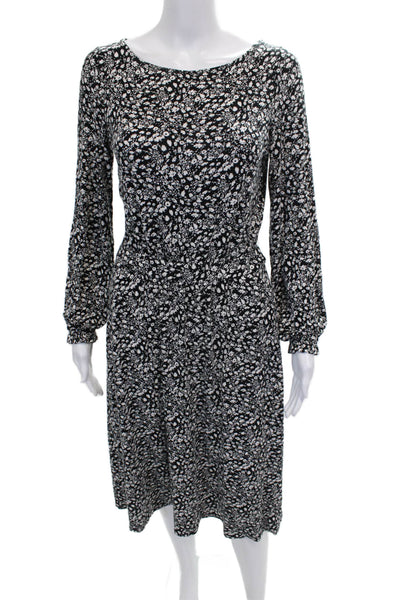 Boden Women Shift Dress Black Long Sleeve Boat Neck Elastane Size 6
