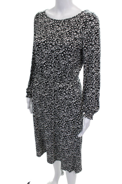 Boden Women Shift Dress Black Long Sleeve Boat Neck Elastane Size 6