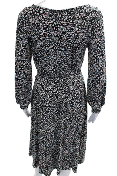 Boden Women Shift Dress Black Long Sleeve Boat Neck Elastane Size 6
