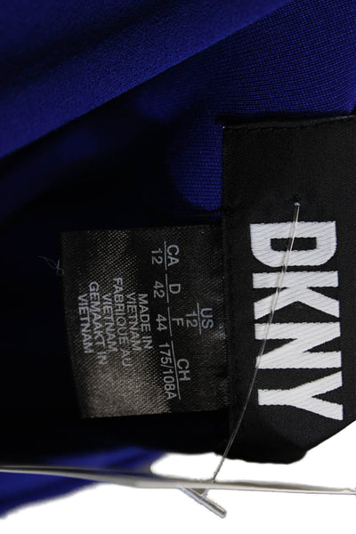 DKNY Womens Wrap Dress Blue V Neck Short Sleeve Knee Length Tie Waist Size 12