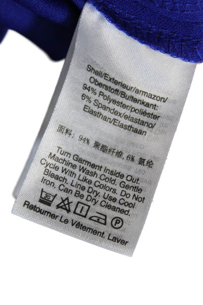 DKNY Womens Wrap Dress Blue V Neck Short Sleeve Knee Length Tie Waist Size 12
