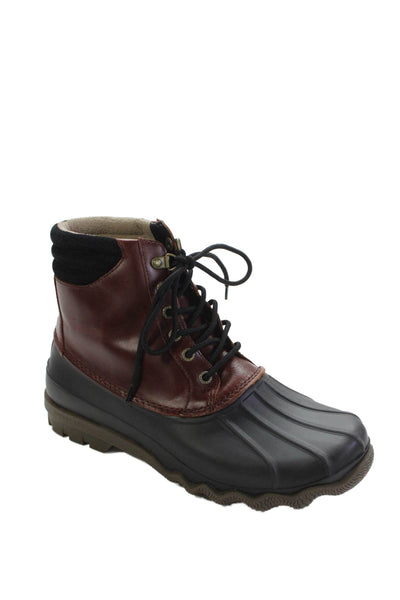 Sperry Womens Leather Panel Detail Lace Up Boots Brown Size 8