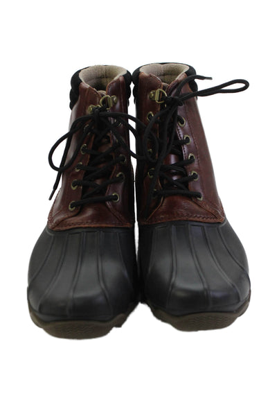 Sperry Womens Leather Panel Detail Lace Up Boots Brown Size 8