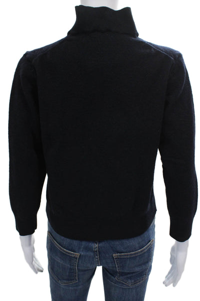 Club Monaco Women Merino Wool Mock Neck Blue Sweater Long Sleeve Size L