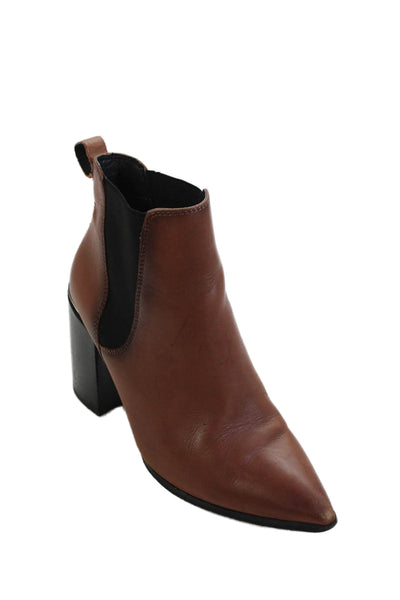 Steve Madden Women's Pointed Toe Block Heel Ankle Boots Brown Size 8
