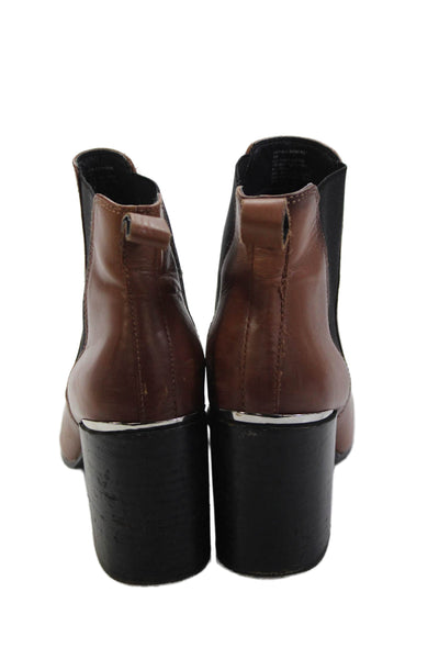 Steve Madden Women's Pointed Toe Block Heel Ankle Boots Brown Size 8