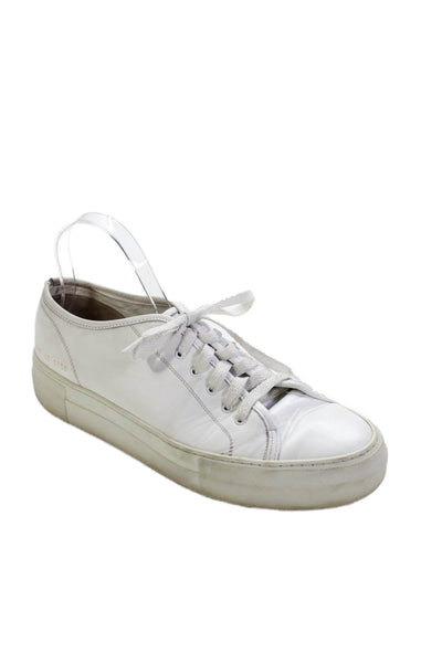 Woman by Common Projects Womens Lace Up Leather Low Top Sneakers White Size 40