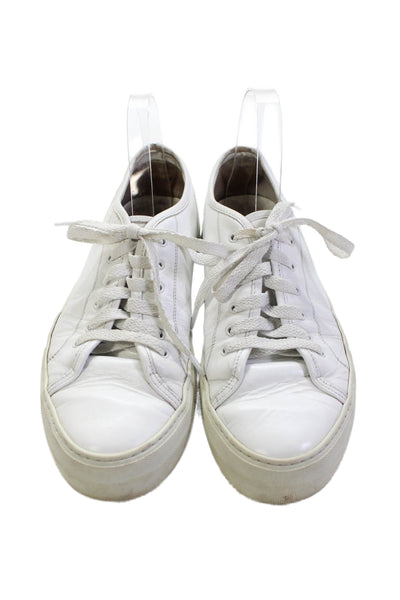 Woman by Common Projects Womens Lace Up Leather Low Top Sneakers White Size 40