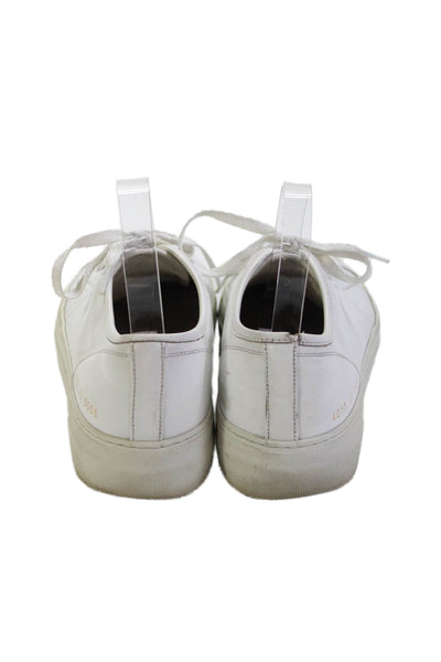 Woman by Common Projects Womens Lace Up Leather Low Top Sneakers White Size 40