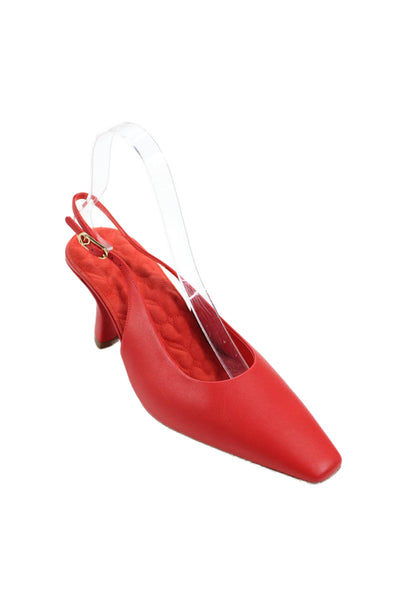 Le Seul Women's Square Toe Spool Heel Slingback Sandals Red Size 37.5
