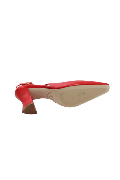 Le Seul Women's Square Toe Spool Heel Slingback Sandals Red Size 37.5