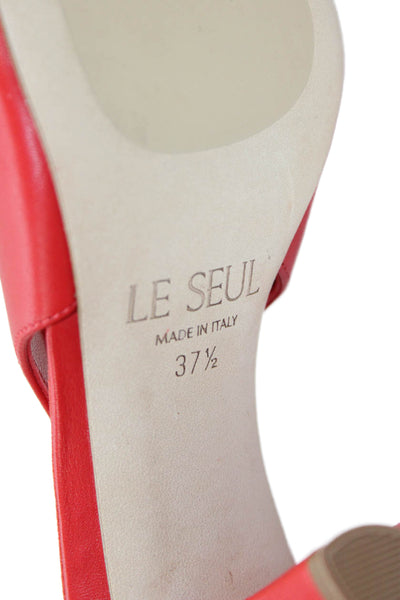 Le Seul Women's Square Toe Spool Heel Slingback Sandals Red Size 37.5