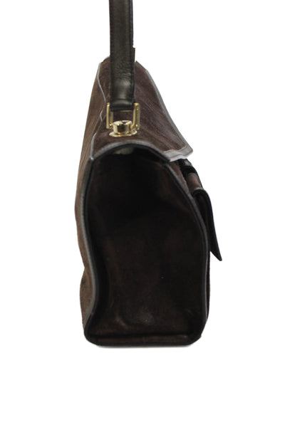 Salvatore Ferragamo Womens Suede Multi-Compartment Shoulder Bag Brown