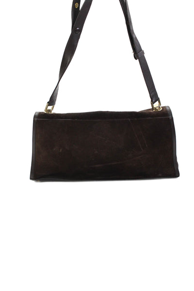 Salvatore Ferragamo Womens Suede Multi-Compartment Shoulder Bag Brown