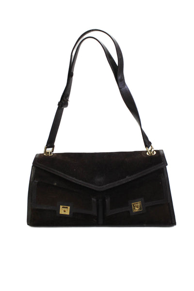 Salvatore Ferragamo Womens Suede Multi-Compartment Shoulder Bag Brown