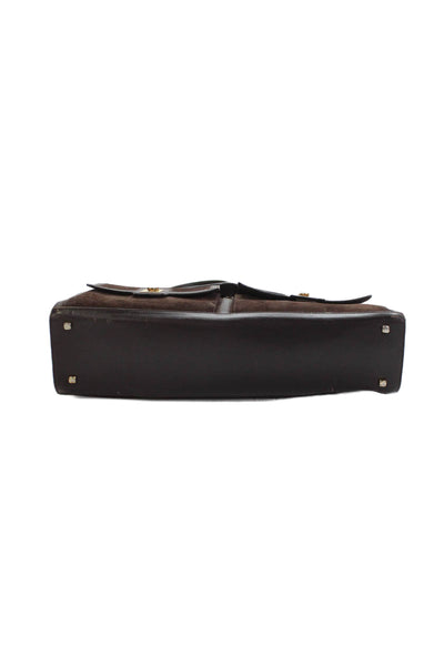 Salvatore Ferragamo Womens Suede Multi-Compartment Shoulder Bag Brown