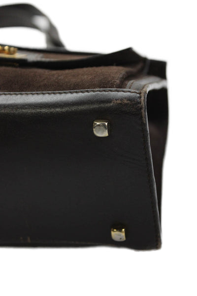 Salvatore Ferragamo Womens Suede Multi-Compartment Shoulder Bag Brown