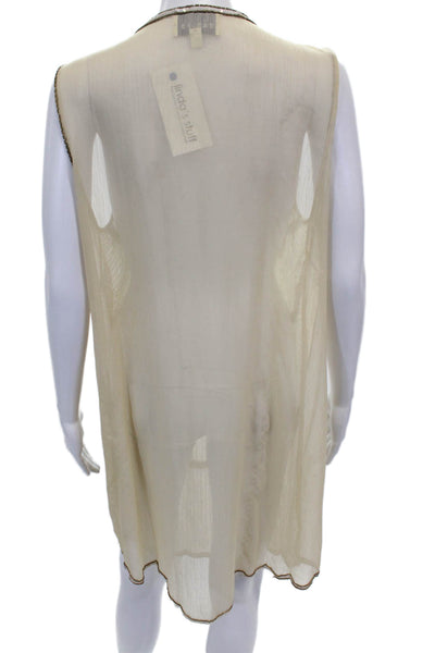 Sabine Women Shift Dress Ivory Sleeveless Scoop Neck Polyester Size L