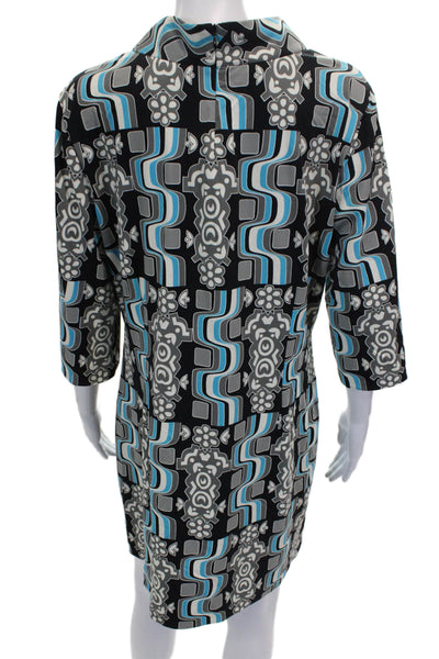 J. Mclaughlin Womens Multi Geometric Shift Dress Mockneck 3/4 Zip Size XL