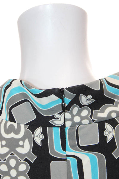 J. Mclaughlin Womens Multi Geometric Shift Dress Mockneck 3/4 Zip Size XL