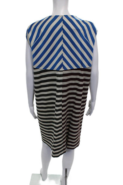 Shamask Women Shift Dress Blue Rayon V-Neck Sleeveless Size 2