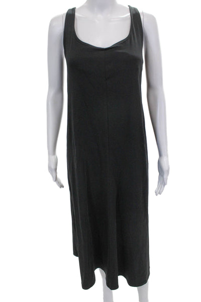 Vince Women Tank Dress Gray Scoop Neck Sleeveless Cotton Size XL