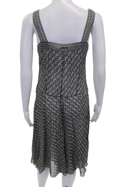 Max Studio Womens Black Geometric Viscose Square Neck Tank Dress Zip Size L