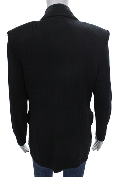 St John Collection Marie Gray Women Blazer Black Wool Button Size 6