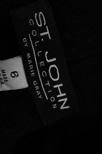St John Collection Marie Gray Women Blazer Black Wool Button Size 6