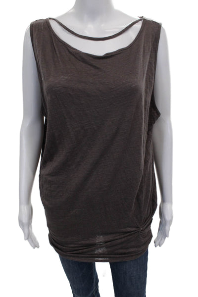 Vitamin A Womens Sleeveless Tunic Tank Brown Scoop Neck Cotton Size L