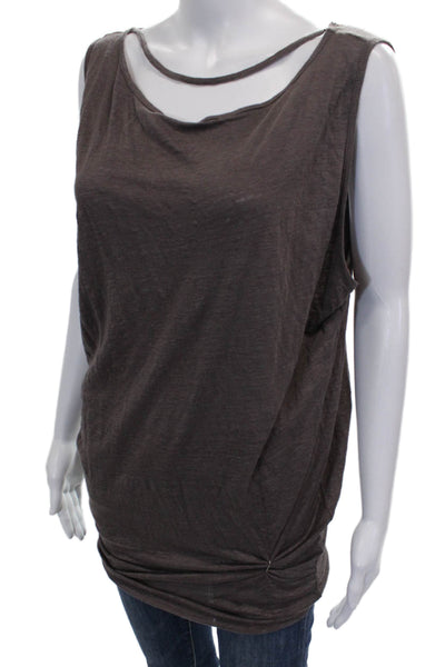Vitamin A Womens Sleeveless Tunic Tank Brown Scoop Neck Cotton Size L