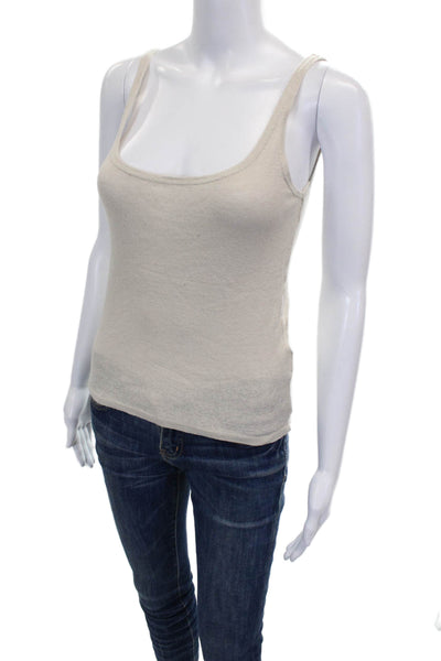 Zara Womens Beige Linen Square Neck Tank Top Sleeveless Size M