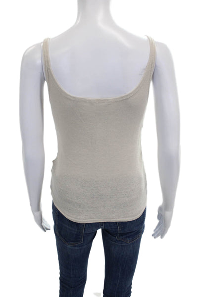 Zara Womens Beige Linen Square Neck Tank Top Sleeveless Size M