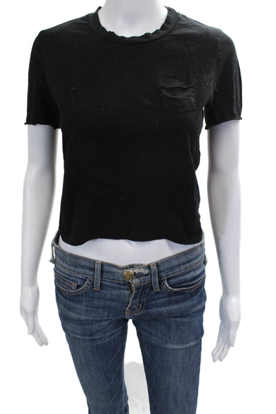 Stateside Womens Black Supima Cotton Crew Neck Short Sleeve T-Shirt Size S