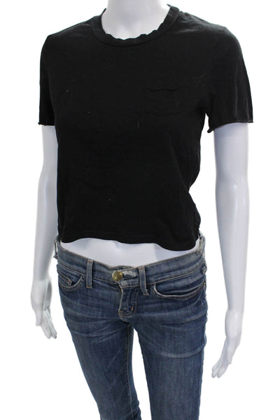 Stateside Womens Black Supima Cotton Crew Neck Short Sleeve T-Shirt Size S