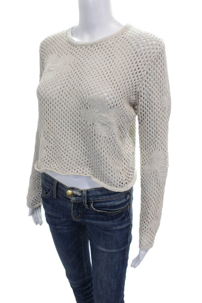 Z Supply Womens Floral Pullover Sweater Beige Size M