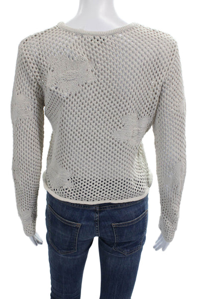 Z Supply Womens Floral Pullover Sweater Beige Size M