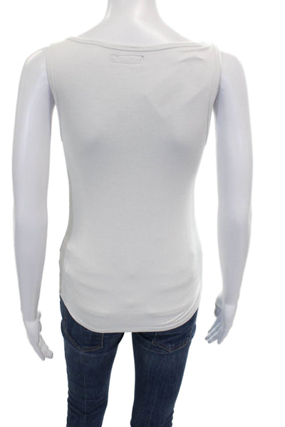 Michael Lauren Womens Basic Tank White Scoop Neck Rayon Blend Size S