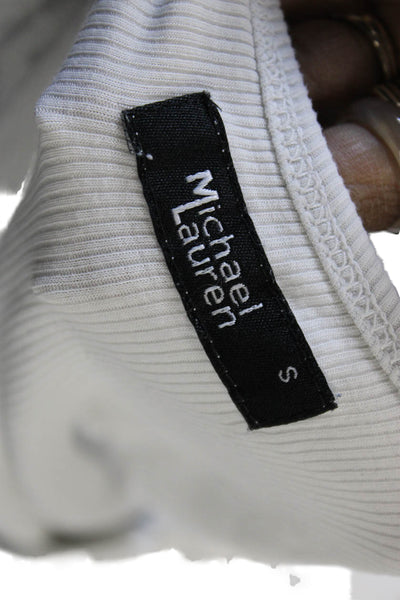 Michael Lauren Womens Basic Tank White Scoop Neck Rayon Blend Size S