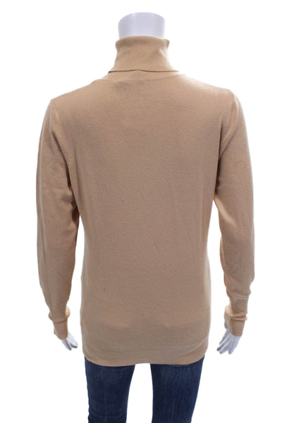529 Womens Beige Viscose Turtleneck Long Sleeve Pullover Sweater Size S