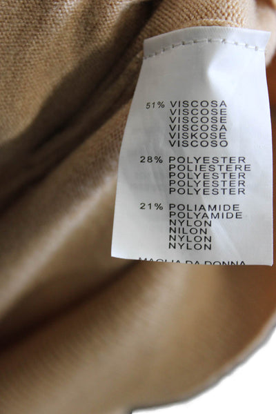 529 Womens Beige Viscose Turtleneck Long Sleeve Pullover Sweater Size S