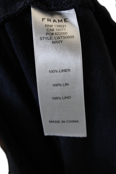 Frame Womens Linen Sleeveless Tank Basic Blue Round Neck Pullover Petite Size S