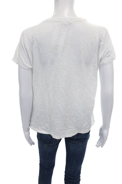 Goldie Women White Basic V-Neck Short Sleeve Pima Cotton T-Shirt Size M