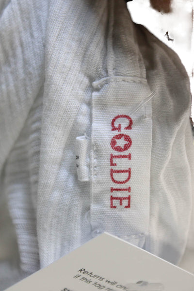 Goldie Women White Basic V-Neck Short Sleeve Pima Cotton T-Shirt Size M