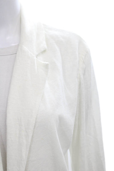 Majestic Filatures Women Blazer White Linen Long Sleeve Collared Size S