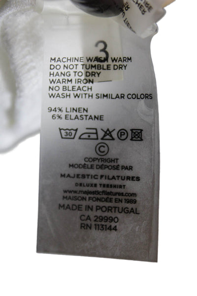 Majestic Filatures Women Blazer White Linen Long Sleeve Collared Size S