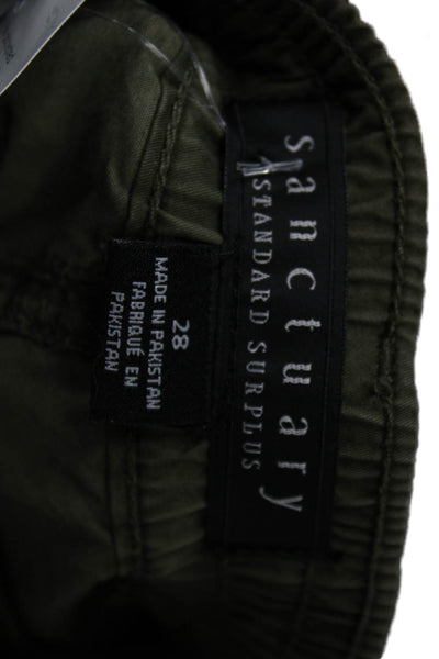 Sanctuary Womens Cargo Pants Green Cotton Button Size 28